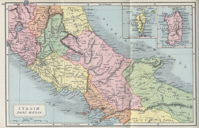 Map of Central Italy During Roman Era
