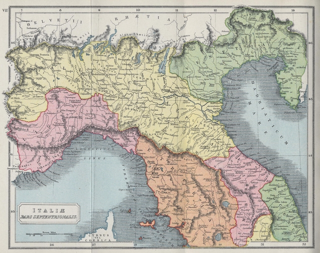 Map of Northern Italy During Roman Era