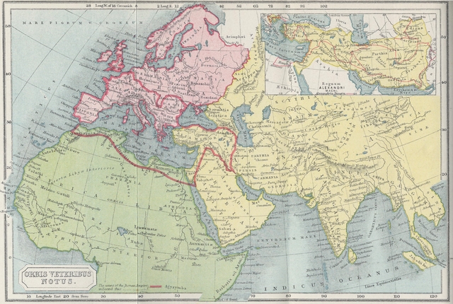 A Map of the World Showing Roman Empire