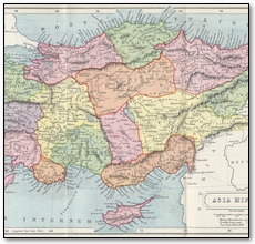 Map of Asia Minor (modern Turkey) During Roman Times