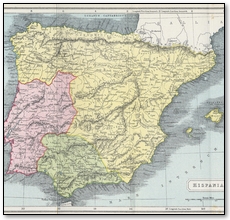 Map of Hispania (Spain and Portugal) During Roman Era