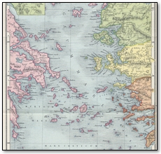 Map of the Aegean Islands In Ancient Times